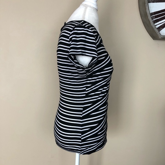 WHBM Black and White Striped Layered Top - Picture 2 of 6